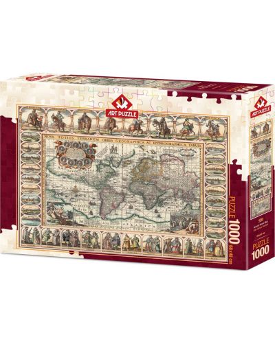 Παζλ Art Puzzle 1000 κομμάτια - Αρχαίος Παγκόσμιος Χάρτης - 1