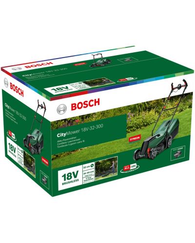 Επαναφορτιζόμενο χορτοκοπτικό Bosch - CityMower, 18V-32-300, με μπαταρία 4.0 Ah - 5