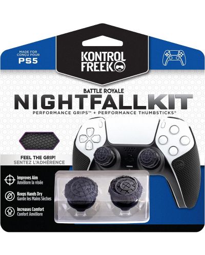 Αξεσουάρ KontrolFreek - Nightfall Kit, Performance Grips + Performance Thumbsticks, μαύρο (PS5) - 1