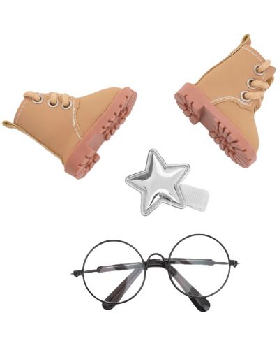 Αξεσουάρ κούκλας Orange Toys Sweet Sisters - Μπεζ παπούτσια, φουρκέτα και γυαλιά - 1
