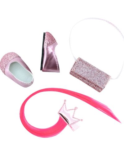 Αξεσουάρ κούκλας Orange Toys Sweet Sisters - Ροζ παπούτσια, τσάντα και ροζ μαλλιά - 1