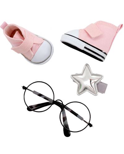Αξεσουάρ κούκλας Orange Toys Sweet Sisters - Ροζ αθλητικά παπούτσια, κλιπ μαλλιών και γυαλιά - 1