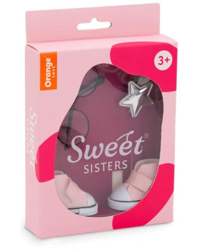Αξεσουάρ κούκλας Orange Toys Sweet Sisters - Ροζ αθλητικά παπούτσια, κλιπ μαλλιών και γυαλιά - 2