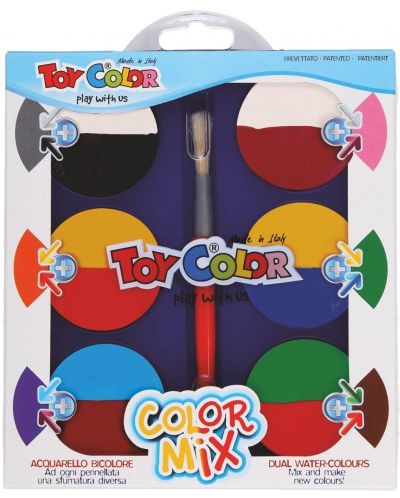 Ακουαρέλα Toy Color - Mix, 6 + 6 χρώματα, Ф57 mm - 1