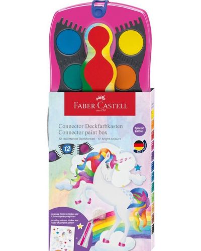 Ακουαρέλα Faber-Castell Connector - Unicorn, 12 χρωμάτων - 1