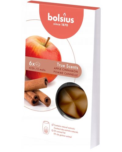 Αρωματικό κερί Bolsius True Scents - Μήλο και κανέλα, 6 τεμάχια - 1