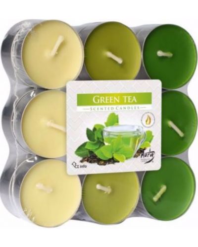 Αρωματικά κεριά ρεσώ  Bispol Aura - Green Tea, 18 τεμάχια - 1