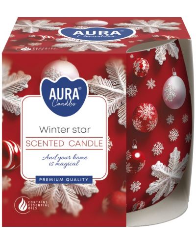 Αρωματικό κερί σε κύπελλο Bispol Aura - Red Winter Star, 100 g - 1