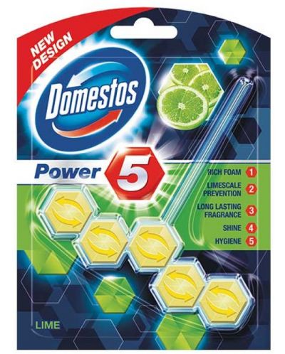 Αποσμητικό τουαλέτας  Domestos - Power 5 Lime, 55 g - 1