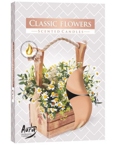 Αρωματικά κεριά τσαγιού Bispol Aura - Κλασικά λουλούδια, 6 τεμάχια - 1
