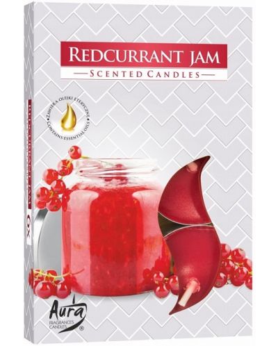 Αρωματικά κεριά τσαγιού Bispol Aura - Redcurrant Jam, 6 τεμάχια - 1