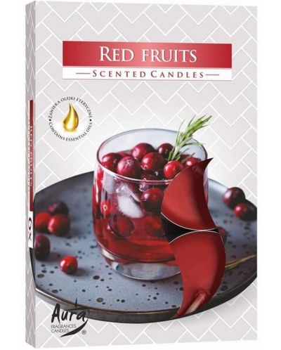 Αρωματικά κεριά τσαγιού Bispol Aura - Κόκκινα φρούτα, 6 τεμάχια - 1