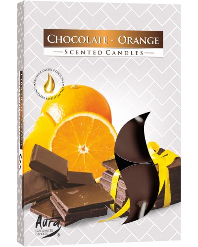 Αρωματικά κεριά Bispol Aura - Chocolate-Orange, 6 τεμάχια - 1
