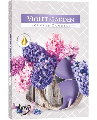 Αρωματικά κεριά Bispol Aura - Violet Garden, 6 τεμάχια - 1