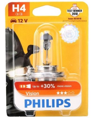 Λάμπα αυτοκινήτου  Philips - H4, Vision +30% more light, 12V, 60/55W, P43t-38 - 1