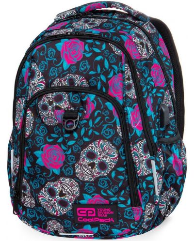 Σχολική τσάντα Cool Pack Strike - Sculls & Roses, με USB υποδοχή - 1