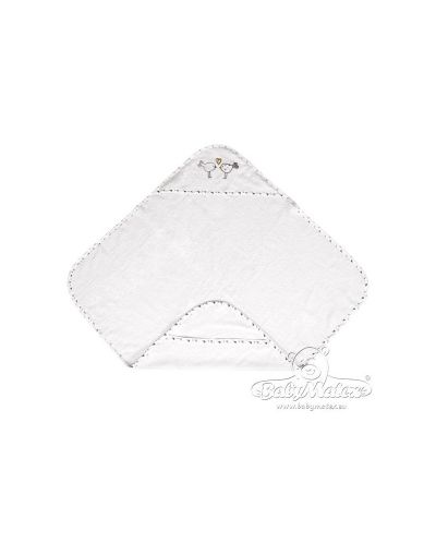 Πετσέτα με κουκούλα Baby Matex Maxi Plus - Birds, λευκή  - 1