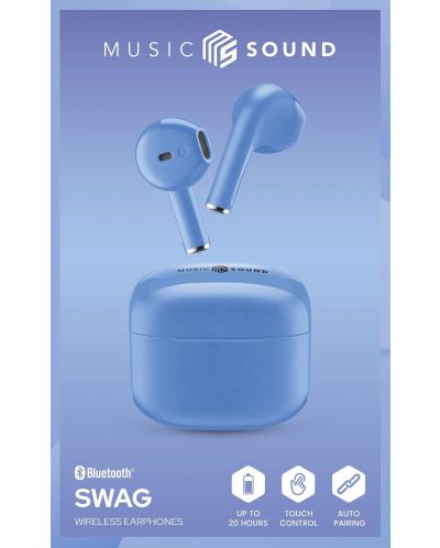 Ασύρματα ακουστικά Cellularline - Music Sound Swag, TWS, μπλε - 2