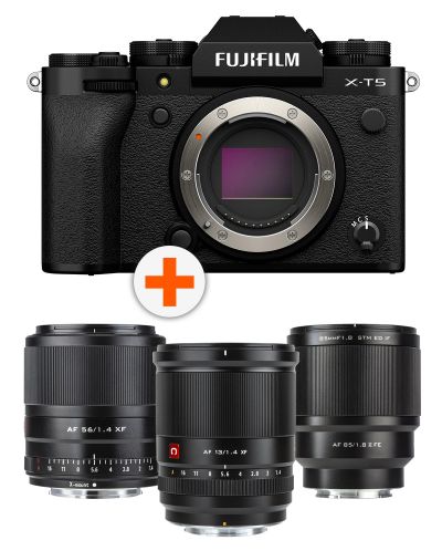 Φωτογραφική μηχανή Mirrorless Fujifilm - X-T5, Black + Φακός Viltrox - AF, 13mm, f/1.4,για  Fuji X-mount + Φακός Viltrox - 56mm, f/1.4 XF για Fujifilm X, μαύρο +  Φακός Viltrox - AF 85mm, F1.8, II XF, FUJIFILM X  - 1