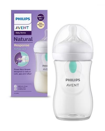Μπιμπερό   Philips Avent - Natural Response 3.0, AirFree,με θηλή 1 μηνών +, 260 ml - 1
