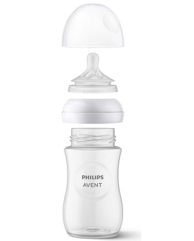 Μπιμπερό  Philips Avent - Natural Response 3.0,με θηλή 1 μηνών +,260 ml, λευκό - 6
