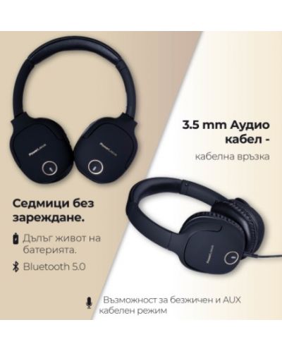 Ασύρματα ακουστικά PowerLocus - P7, μαύρο/χρυσαφί - 5