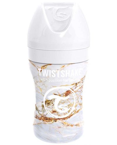Μπιμπερό Twistshake - Μαρμάρινο λευκό, ανοξείδωτο, 260 ml - 2