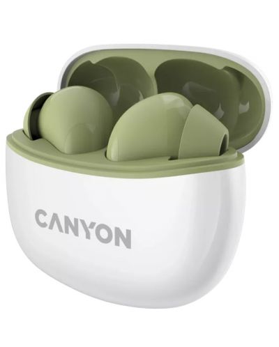 Ασύρματα ακουστικά Canyon - TWS5, λευκό/πράσινο - 3