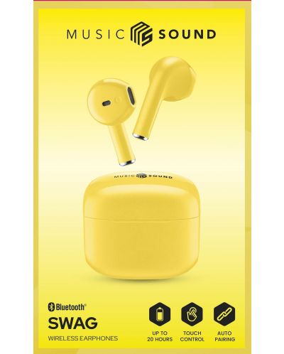 Ασύρματα ακουστικά Cellularline - Music Sound Swag, TWS, κίτρινο - 2