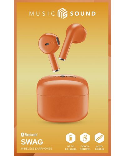 Ασύρματα ακουστικά Cellularline - Music Sound Swag, TWS, πορτοκαλί - 2