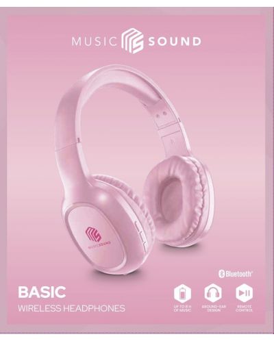 Ασύρματα ακουστικά με μικρόφωνο Cellularline - Music Sound Basic, ροζ - 3