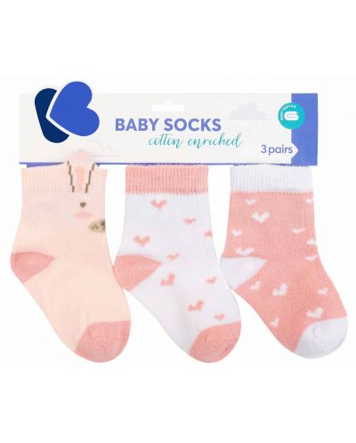 Βρεφικές κάλτσες με τρισδιάστατα αυτιά KikkaBoo - Rabbits in Love, 0-6 μηνών, 3 ζευγάρια - 1