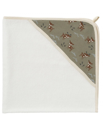 Βρεφική πετσέτα με ενσωματωμένη κουκούλα Fresk - Deer Olive, 75 x 75 cm - 1