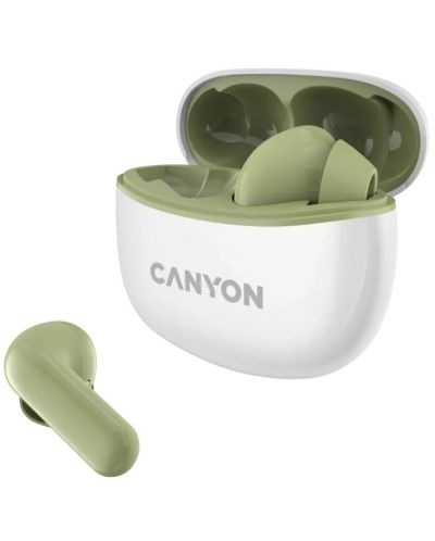 Ασύρματα ακουστικά Canyon - TWS5, λευκό/πράσινο - 1