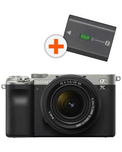 Mirrorless Φωτογραφική Μηχανή Sony - Alpha 7C, FE 28-60mm, Silver + μπαταρία Sony NP- FZ100 - 1