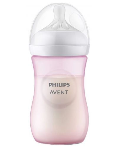 Μπιμπερό  Philips Avent - Natural Response 3.0, με θηλή  1  μηνών +,260 ml, ροζ - 3
