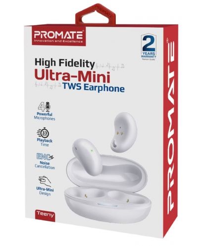 Ασύρματα ακουστικά ProMate - Teeny, TWS, λευκά - 2