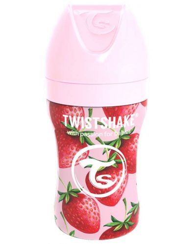 Μπιμπερό Twistshake - Ροζ φράουλα, από ανοξείδωτο ατσάλι, 260 ml - 2