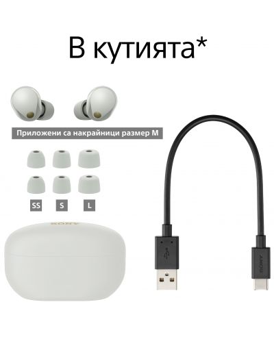 Ασύρματα ακουστικά  Sony - WF-1000XM5, TWS, ANC,ασημί - 13