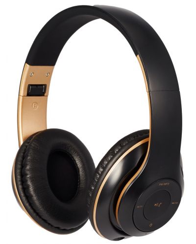 Ασύρματα ακουστικά με μικρόφωνο Xmart - 06R, μαύρο/χρυσό - 1