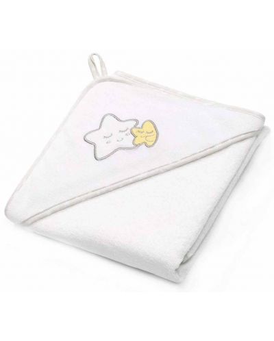 Βρεφική πετσέτα με κουκούλα Babyono - 85 х 85 cm, άσπρη - 1