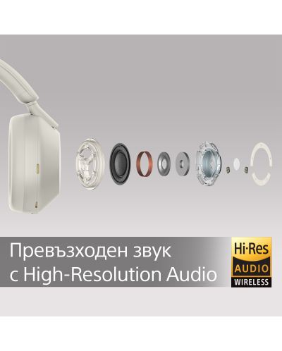 Ασύρματα ακουστικά με μικρόφωνο Sony - WH-1000XM5, ANC, ασημί - 5