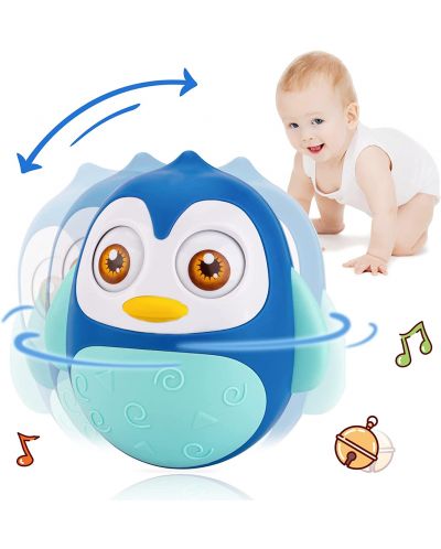 Κουδουνίστρα μωρού  Happy World - Roly Poly, Penguin 2, μπλε - 3