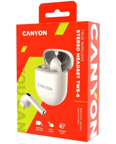 Ασύρματα ακουστικά Canyon - TWS-6, μπεζ - 5