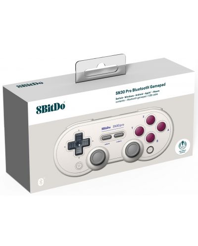 Ασύρματο χειριστήριο 8BitDo - SN30 Pro, Hall Effect Edition, G Classic, White (Nintendo Switch/PC) - 5