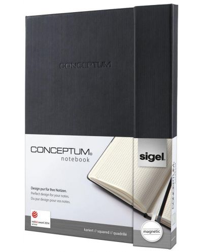 Σημειωματάριο  Sigel Conceptum - A4, μαύρο, με μαγνητικό κλείσιμο - 1