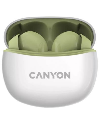 Ασύρματα ακουστικά Canyon - TWS5, λευκό/πράσινο - 2