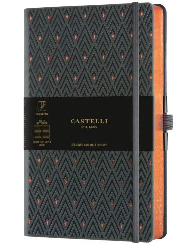 Σημειωματάριο Castelli Copper & Gold - Diamonds Copper, 9 x 14 cm, με γραμμές - 1