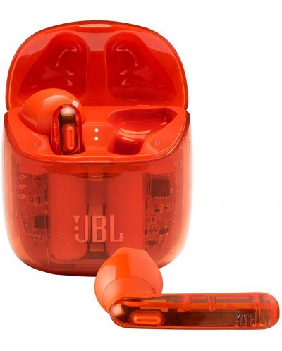 Ασύρματα ακουστικά με μικρόφωνο JBL - T225 Ghost, TWS, πορτοκαλί - 1