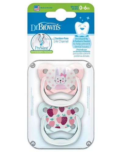 Πιπίλα μωρού Dr. Brown's - PreVent, 0-6 μηνών, 2 τεμάχια, ροζ - 4